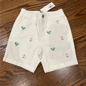 Janie and Jack White Shorts w/ Pink & Green tennis embroidered - nwt 4t